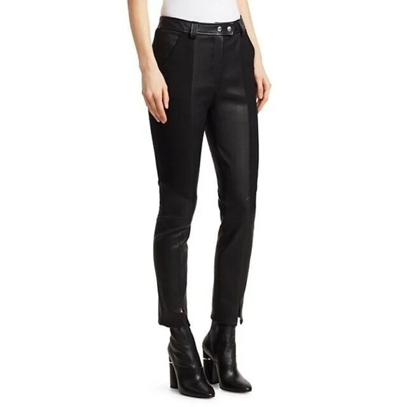 A.L.C. Devin Skinny Lamb Leather Pants in Black Women's Size 2 NWT $795 - Picture 1 of 12